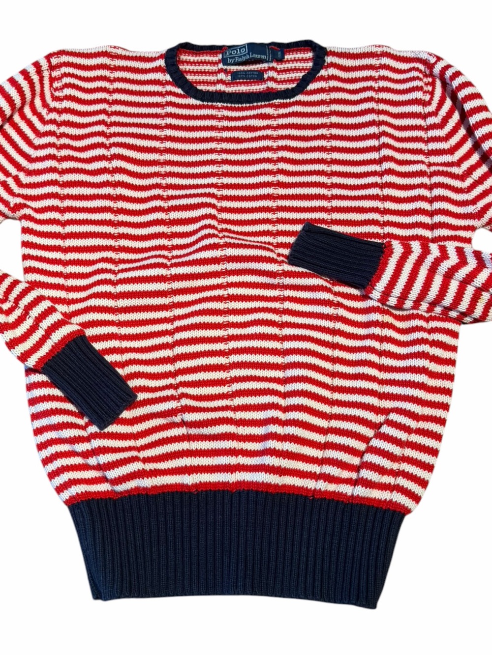 Vintage Polo by Ralph Lauren Red, White & Navy Striped Kids Sweater